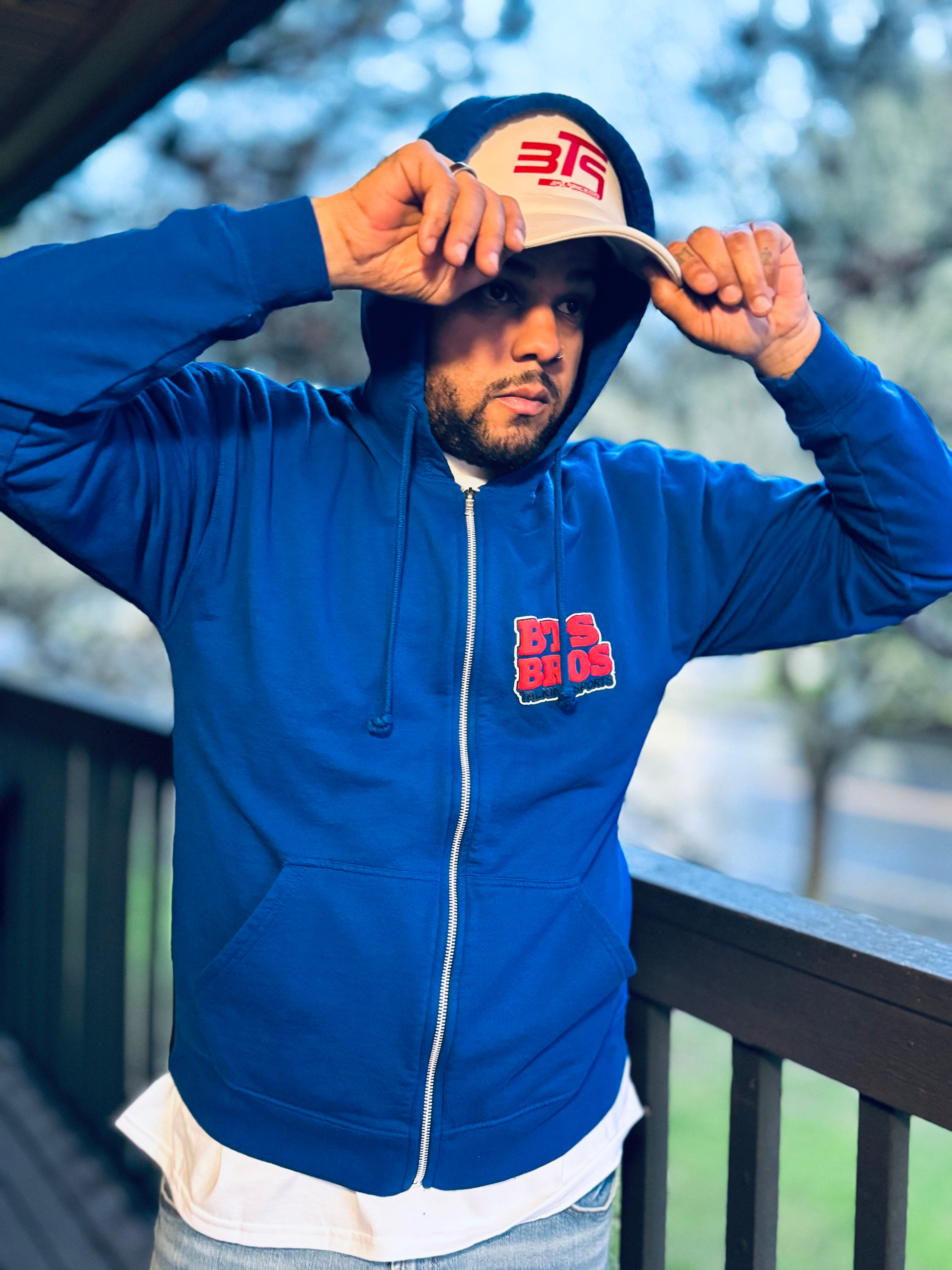 Bros Talking Sports Blue Zip-Up Hoodie